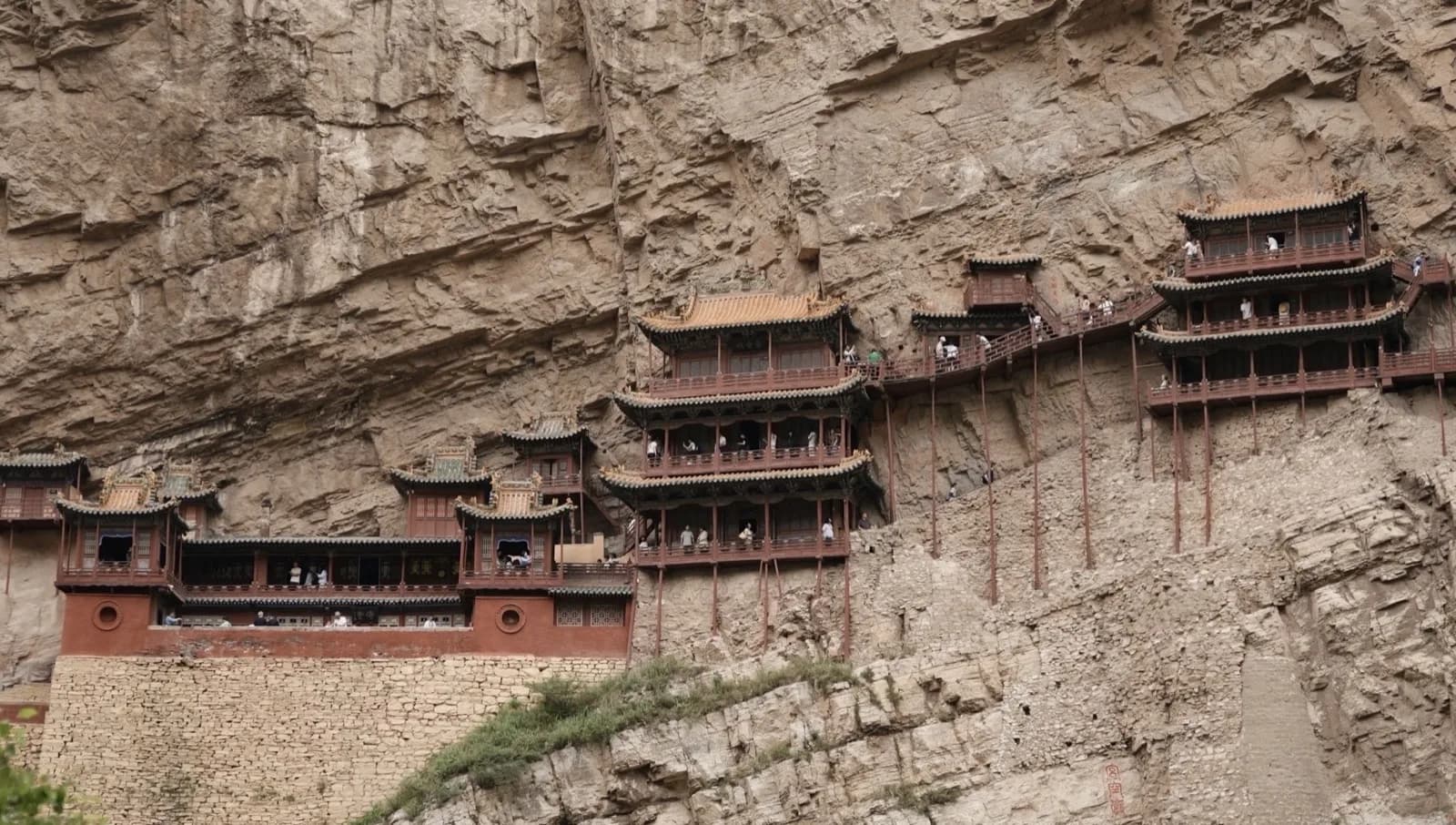 Hanging Temple suspended on the cliff face near Mount Heng, northern Shanxi